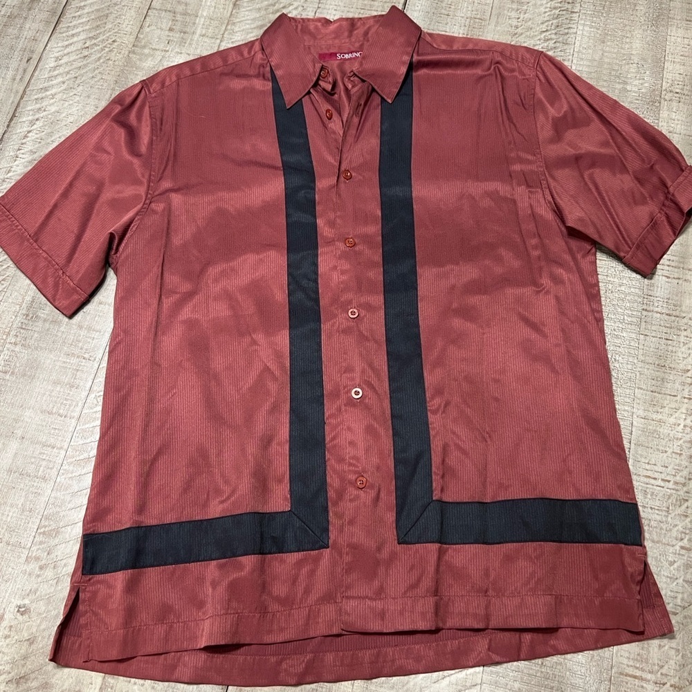Sobrino Vintage Size L Men’s Short Sleeve Panel Button Up Shirt.